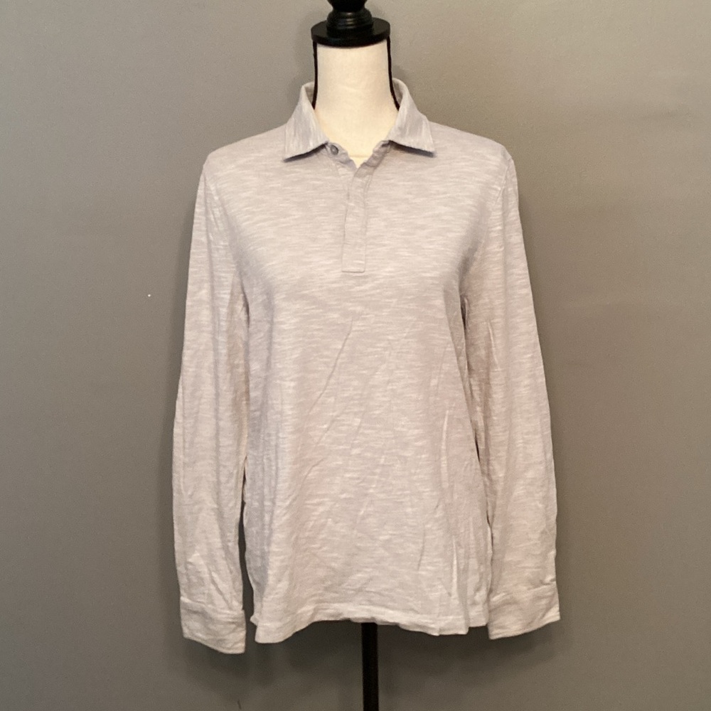 Men’s Medium Joseph Abboud Striped Light Gray Polo EUC